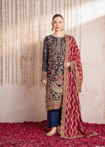 Meeral | Wedding Formals | Mushk-Brand:Meeral-Type:Ladies Clothes-Navy Blue-Chiffon-House of Maryam- Buy in UK, USA