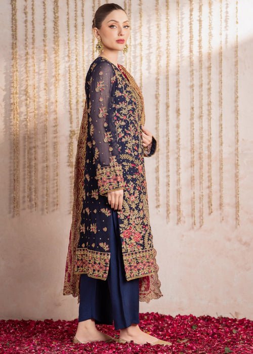 Meeral | Wedding Formals | Mushk-Brand:Meeral-Type:Ladies Clothes-Navy Blue-Chiffon-House of Maryam- Buy in UK, USA
