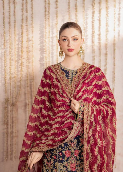 Meeral | Wedding Formals | Mushk-Brand:Meeral-Type:Ladies Clothes-Navy Blue-Chiffon-House of Maryam- Buy in UK, USA