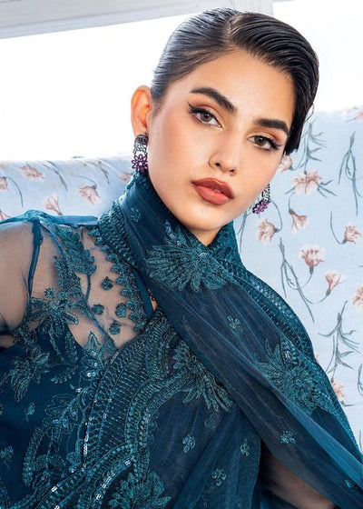 Meeral | Wedding Formals | Nilofer-Brand:Meeral-Type:Ladies Clothes-Teal Blue-Organza-House of Maryam- Buy in UK, USA