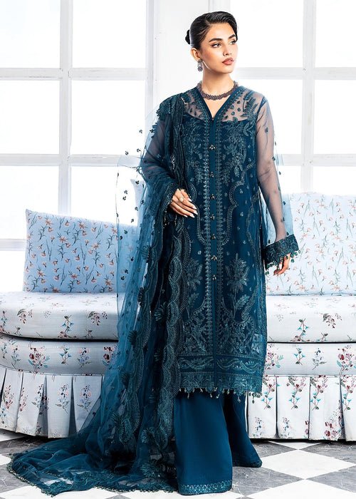 Meeral | Wedding Formals | Nilofer-Brand:Meeral-Type:Ladies Clothes-Teal Blue-Organza-House of Maryam- Buy in UK, USA