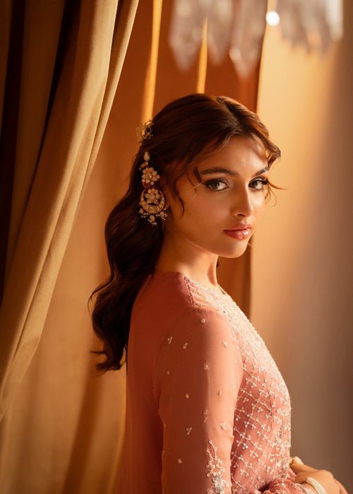 Meeral | Wedding Formals | Orla-Brand:Meeral-Type:Ladies Clothes-Peach Pink-Chiffon-House of Maryam- Buy in UK, USA