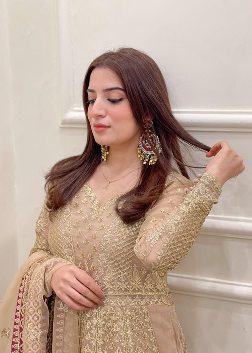 Meeral | Wedding Formals | Raqs-Brand:Meeral-Type:Ladies Clothes-Gold-Organza-House of Maryam- Buy in UK, USA