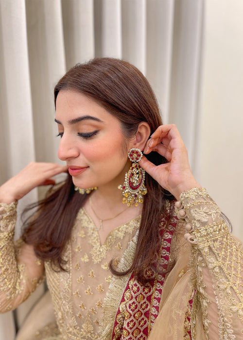 Meeral | Wedding Formals | Raqs-Brand:Meeral-Type:Ladies Clothes-Gold-Organza-House of Maryam- Buy in UK, USA