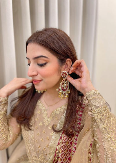 Meeral | Wedding Formals | Raqs-Brand:Meeral-Type:Ladies Clothes-Gold-Organza-House of Maryam- Buy in UK, USA