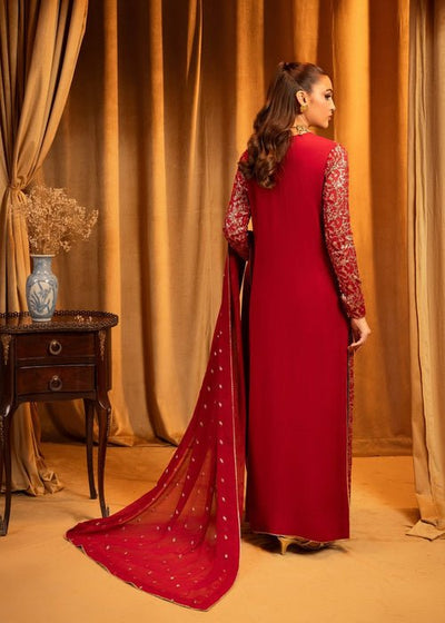 Meeral | Wedding Formals | Rosier-Brand:Meeral-Type:Ladies Clothes-Red-Raw Silk-House of Maryam- Buy in UK, USA