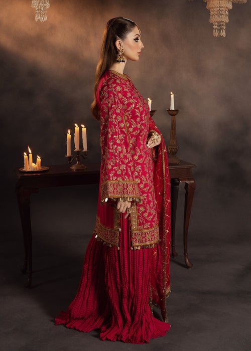 Meeral | Wedding Formals | Shabo-Brand:Meeral-Type:Ladies Clothes-Hot Pink-Raw Silk-House of Maryam- Buy in UK, USA