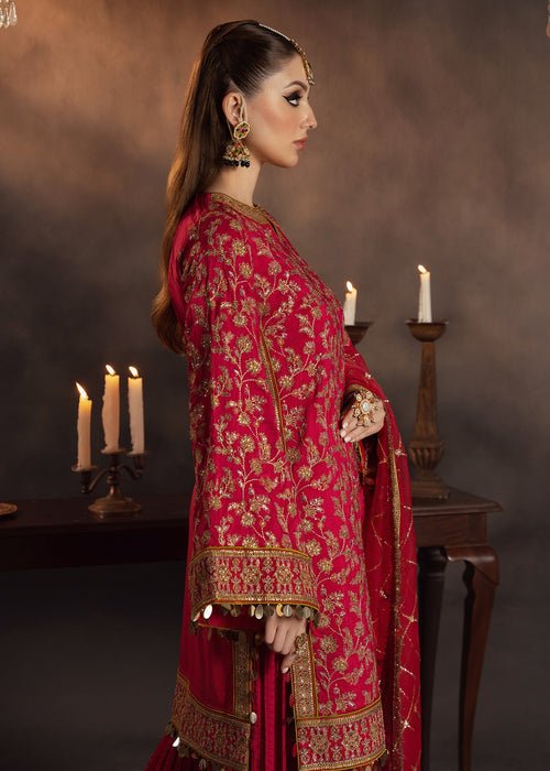 Meeral | Wedding Formals | Shabo-Brand:Meeral-Type:Ladies Clothes-Hot Pink-Raw Silk-House of Maryam- Buy in UK, USA