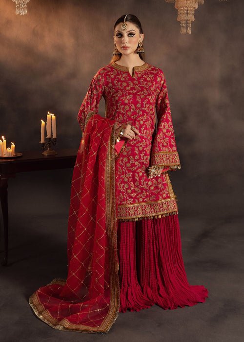 Meeral | Wedding Formals | Shabo-Brand:Meeral-Type:Ladies Clothes-Hot Pink-Raw Silk-House of Maryam- Buy in UK, USA