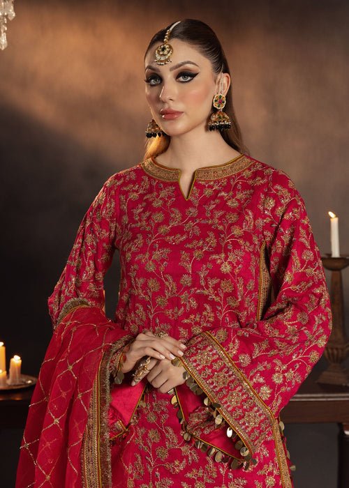 Meeral | Wedding Formals | Shabo-Brand:Meeral-Type:Ladies Clothes-Hot Pink-Raw Silk-House of Maryam- Buy in UK, USA