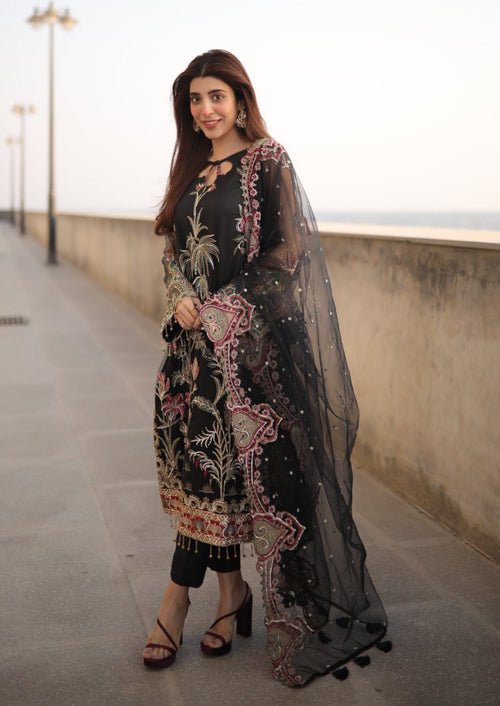 Meeral | Wedding Formals | Surmai - MD-01-Brand:Meeral-Type:Ladies Clothes-Black-Net-House of Maryam- Buy in UK, USA