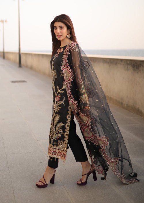 Meeral | Wedding Formals | Surmai - MD-01-Brand:Meeral-Type:Ladies Clothes-Black-Net-House of Maryam- Buy in UK, USA