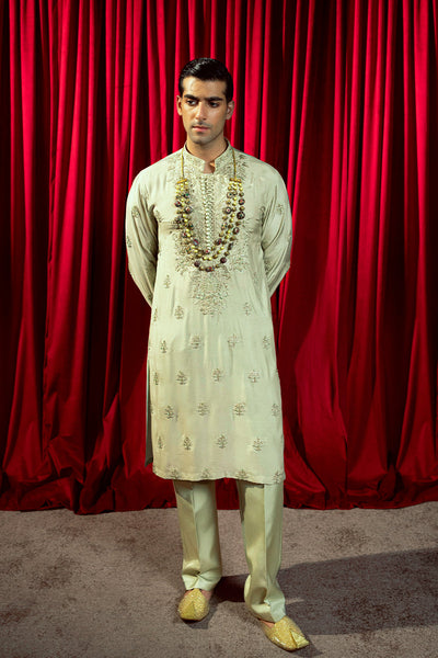 Republic By Omar Farooq | Luxury Rtw | Pastel Green Kurta Pajama -  Republic by Omar Farooq Luxury RTW - Original Designer Dress - House of Maryam