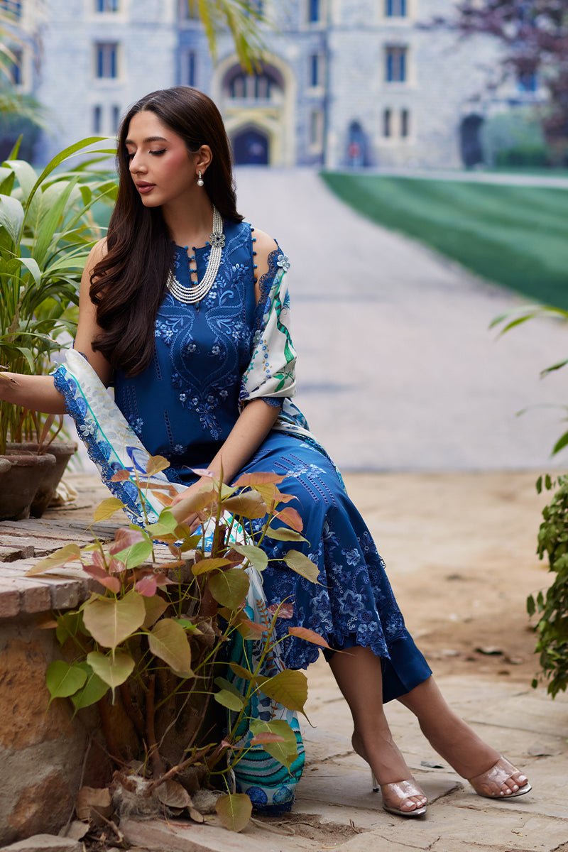 Mina Hassan | Chikankari Lawn 25 | Anaaya-Brand:Mina Hasan-Type:Ladies Clothes-Royal Blue-Lawn-House of Maryam- Buy in UK, USA