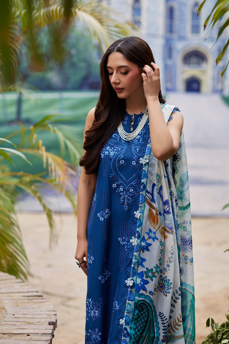 Mina Hassan | Chikankari Lawn 25 | Anaaya-Brand:Mina Hasan-Type:Ladies Clothes-Royal Blue-Lawn-House of Maryam- Buy in UK, USA