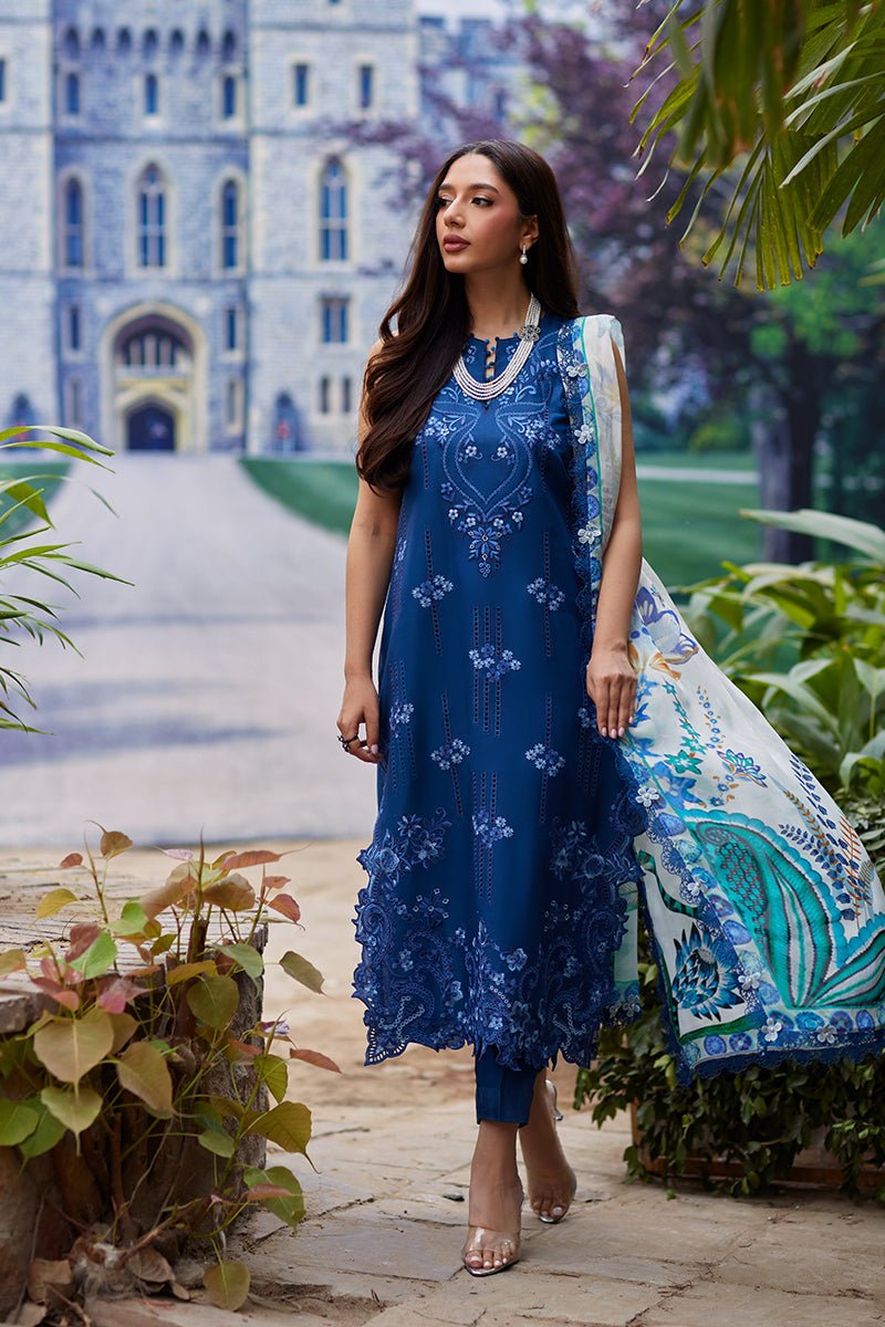 Mina Hassan | Chikankari Lawn 25 | Anaaya-Brand:Mina Hasan-Type:Ladies Clothes-Royal Blue-Lawn-House of Maryam- Buy in UK, USA