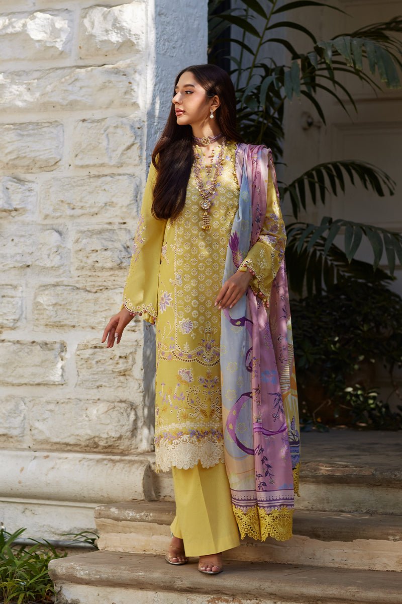 Mina Hassan | Chikankari Lawn 25 | Ayla-Brand:Mina Hasan-Type:Ladies Clothes-Yellow-Lawn-House of Maryam- Buy in UK, USA