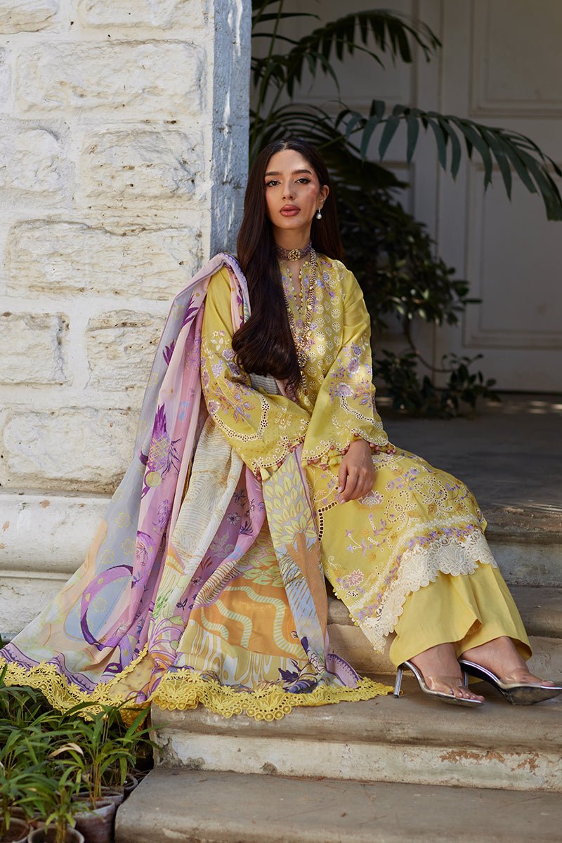 Mina Hassan | Chikankari Lawn 25 | Ayla-Brand:Mina Hasan-Type:Ladies Clothes-Yellow-Lawn-House of Maryam- Buy in UK, USA
