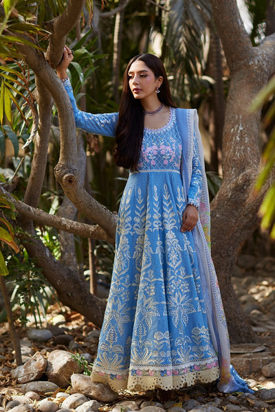 Mina Hassan | Chikankari Lawn 25 | Baano-Brand:Mina Hasan-Type:Ladies Clothes-Denium Blue-Lawn-House of Maryam- Buy in UK, USA