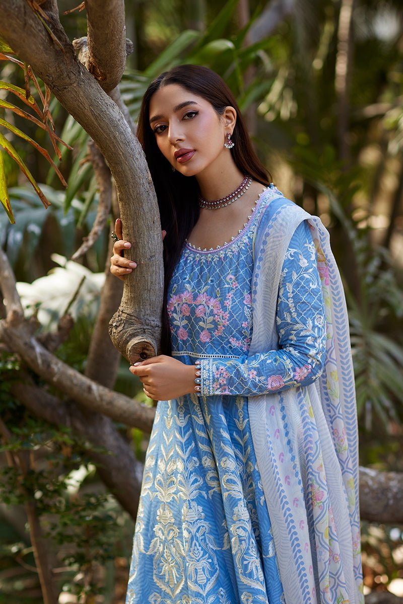 Mina Hassan | Chikankari Lawn 25 | Baano-Brand:Mina Hasan-Type:Ladies Clothes-Denium Blue-Lawn-House of Maryam- Buy in UK, USA