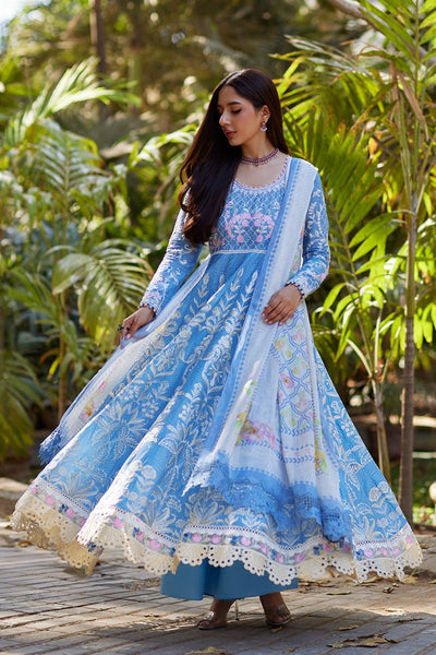 Mina Hassan | Chikankari Lawn 25 | Baano-Brand:Mina Hasan-Type:Ladies Clothes-Denium Blue-Lawn-House of Maryam- Buy in UK, USA