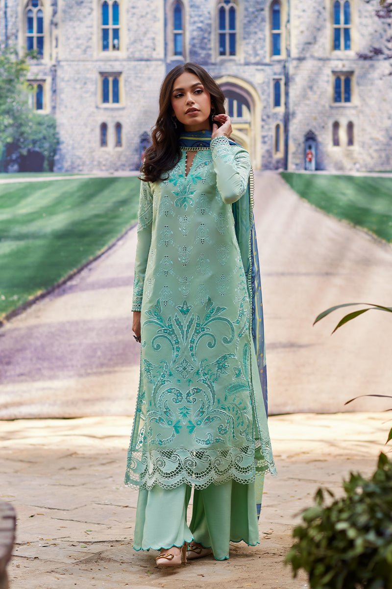 Mina Hassan | Chikankari Lawn 25 | Lina-Brand:Mina Hasan-Type:Ladies Clothes-Light Ferozi-Lawn-House of Maryam- Buy in UK, USA