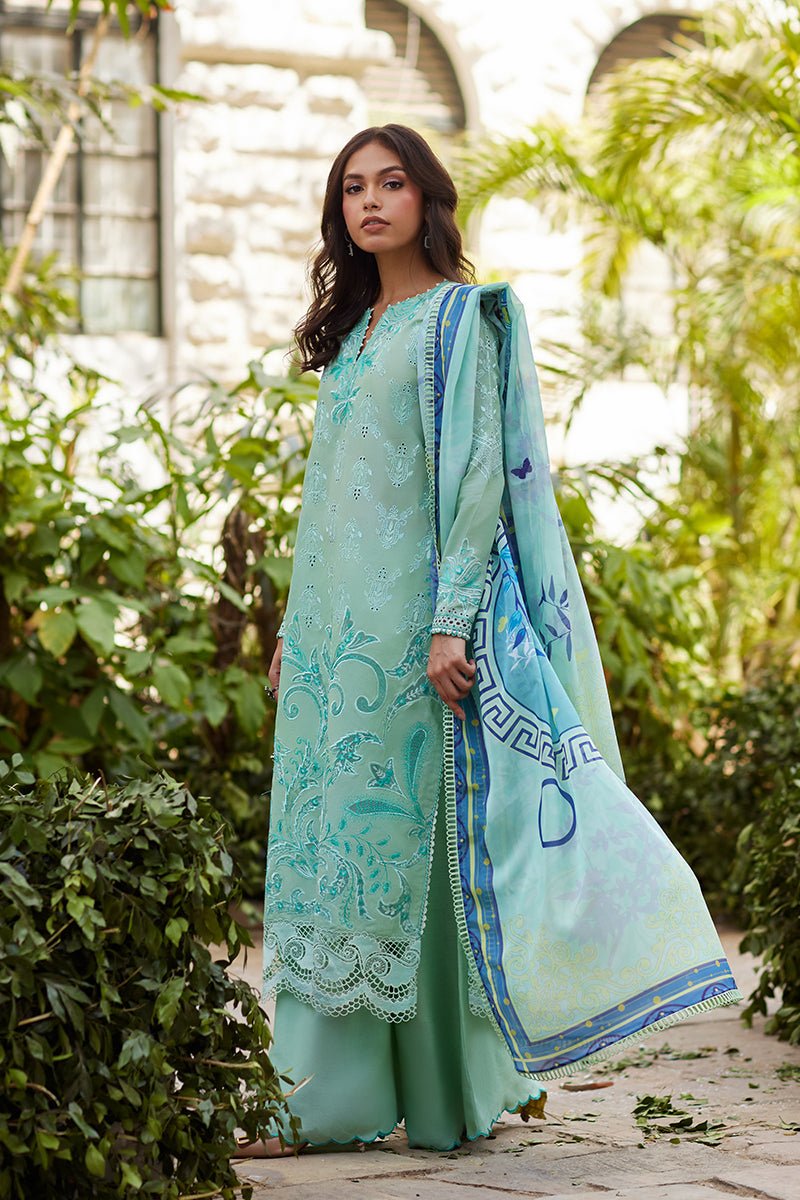 Mina Hassan | Chikankari Lawn 25 | Lina-Brand:Mina Hasan-Type:Ladies Clothes-Light Ferozi-Lawn-House of Maryam- Buy in UK, USA