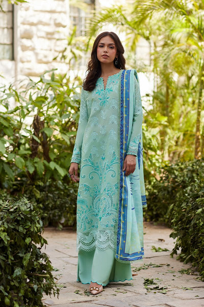 Mina Hassan | Chikankari Lawn 25 | Lina-Brand:Mina Hasan-Type:Ladies Clothes-Light Ferozi-Lawn-House of Maryam- Buy in UK, USA