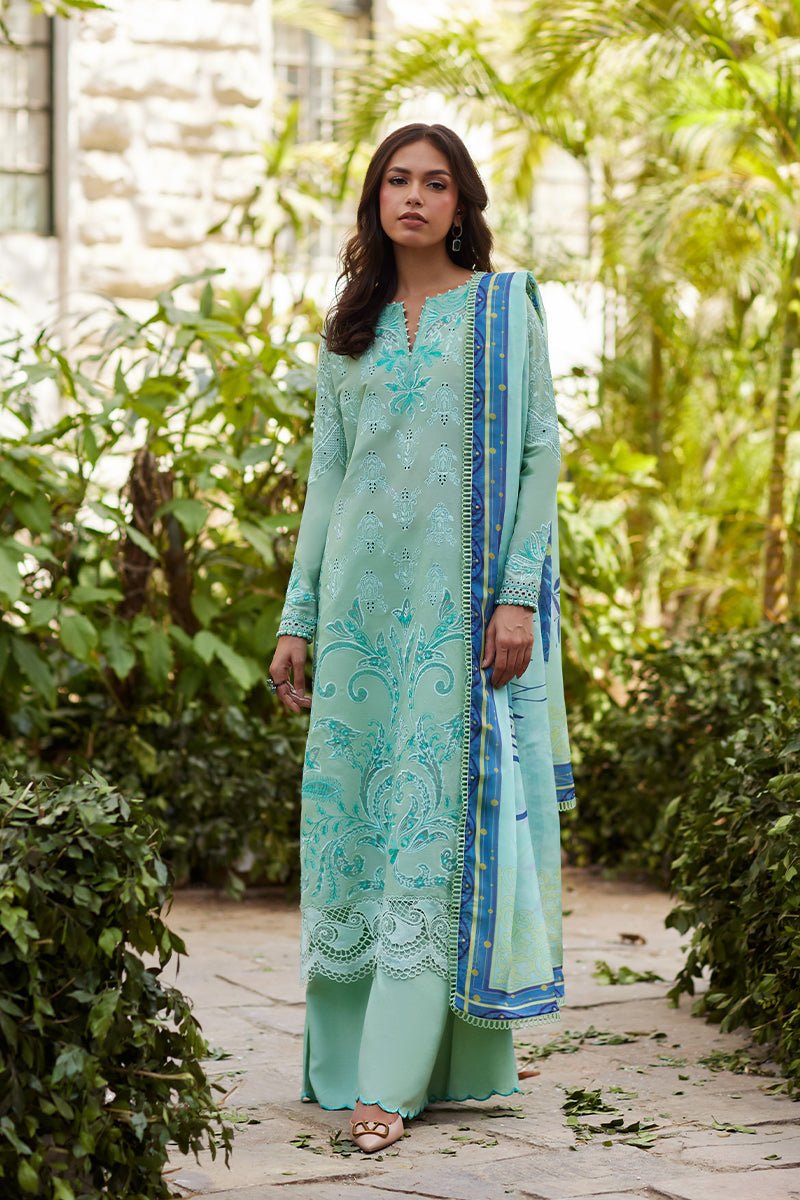Mina Hassan | Chikankari Lawn 25 | Lina-Brand:Mina Hasan-Type:Ladies Clothes-Light Ferozi-Lawn-House of Maryam- Buy in UK, USA