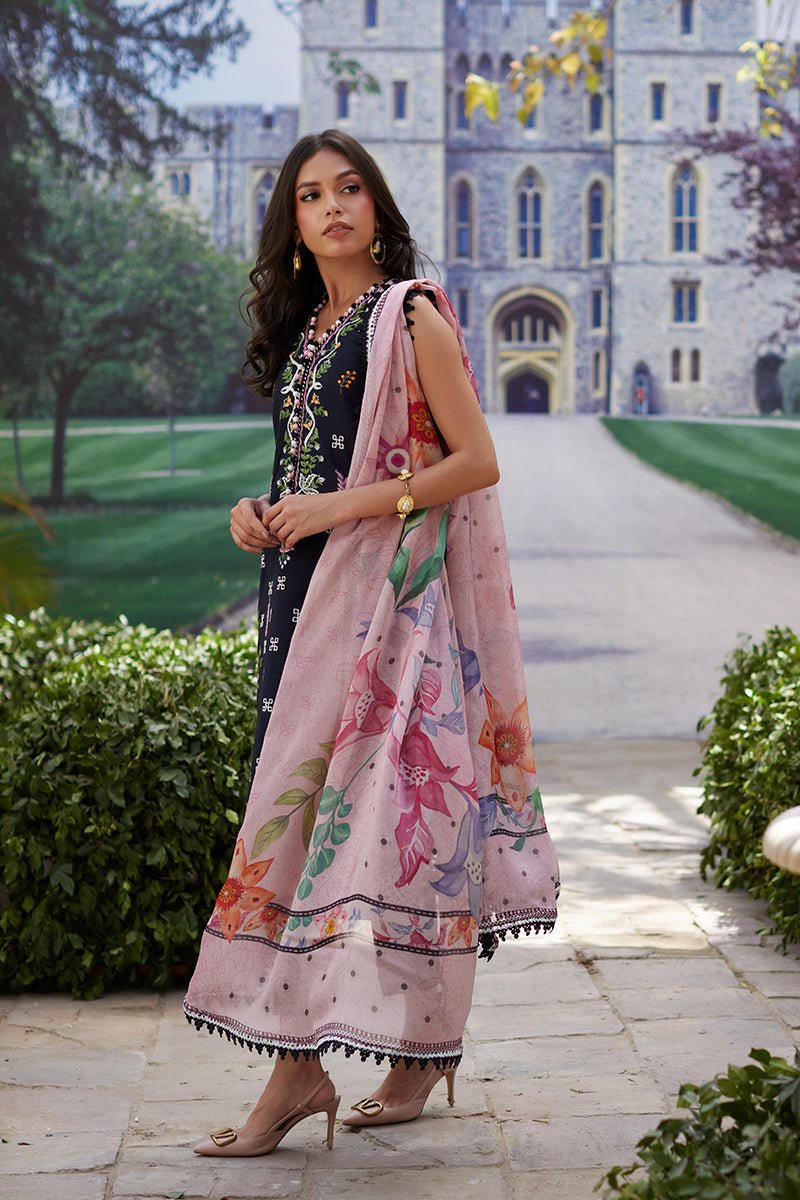 Mina Hassan | Chikankari Lawn 25 | Sasha-Brand:Mina Hasan-Type:Ladies Clothes-Midnight Blue-Lawn-House of Maryam- Buy in UK, USA