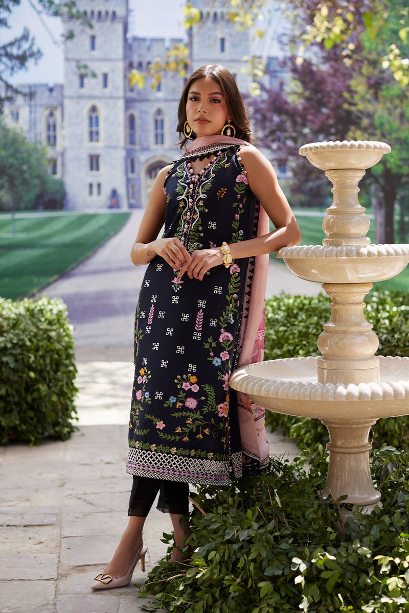 Mina Hassan | Chikankari Lawn 25 | Sasha-Brand:Mina Hasan-Type:Ladies Clothes-Midnight Blue-Lawn-House of Maryam- Buy in UK, USA