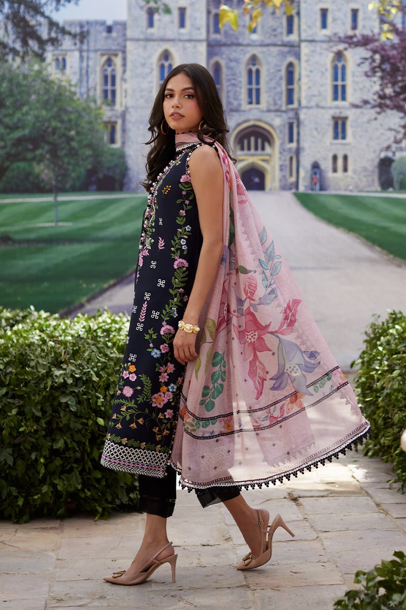 Mina Hassan | Chikankari Lawn 25 | Sasha-Brand:Mina Hasan-Type:Ladies Clothes-Midnight Blue-Lawn-House of Maryam- Buy in UK, USA