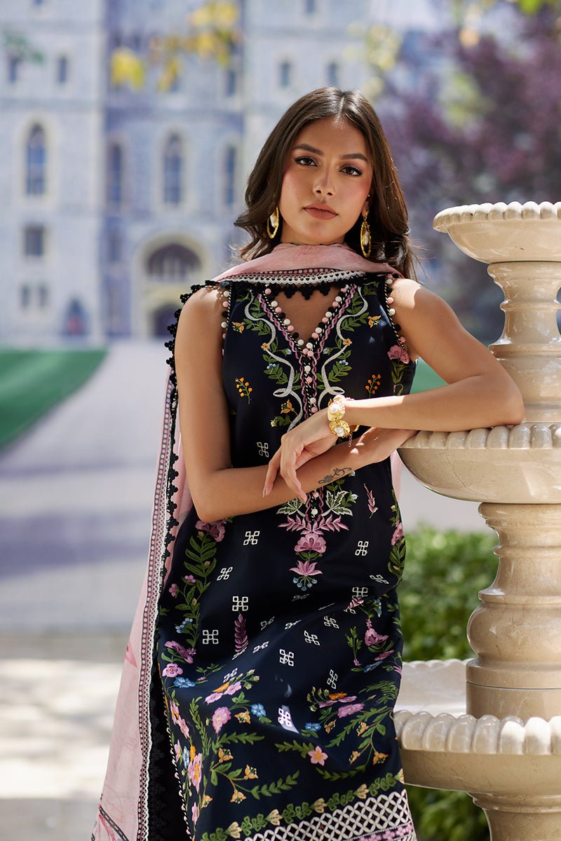 Mina Hassan | Chikankari Lawn 25 | Sasha-Brand:Mina Hasan-Type:Ladies Clothes-Midnight Blue-Lawn-House of Maryam- Buy in UK, USA
