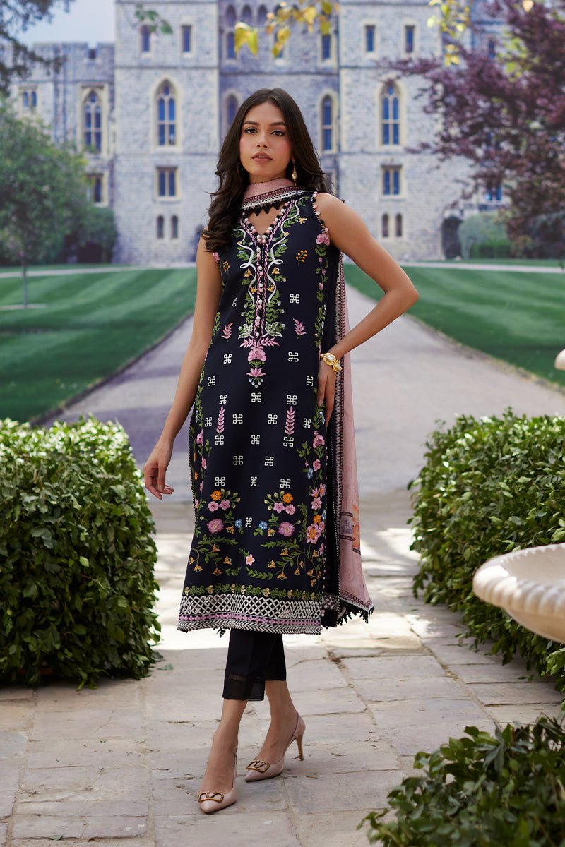 Mina Hassan | Chikankari Lawn 25 | Sasha-Brand:Mina Hasan-Type:Ladies Clothes-Midnight Blue-Lawn-House of Maryam- Buy in UK, USA