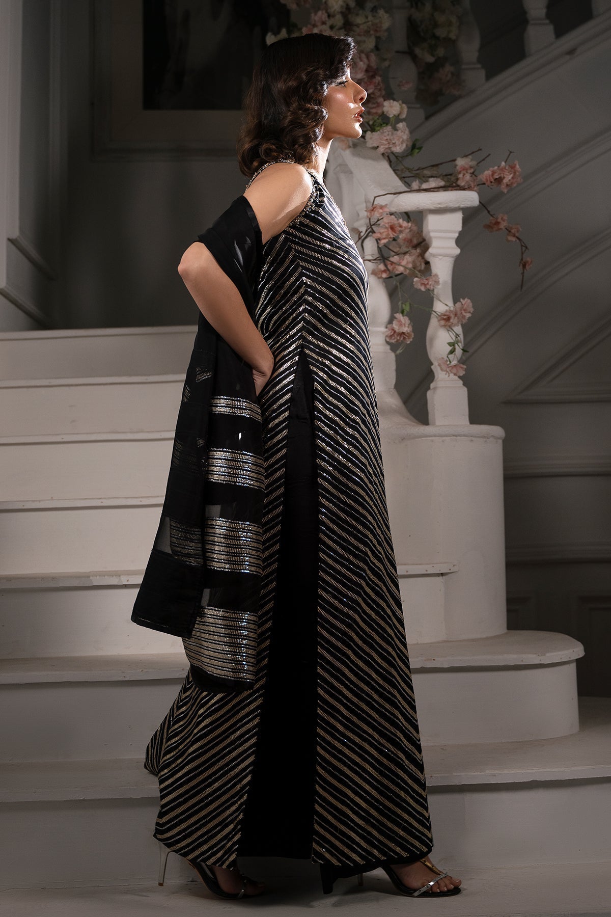Mina Kashif | Emilie Formals | Lumina-Brand:Mina Kashif-Type:Ladies Clothes-Black-Shamoz Silk-House of Maryam- Buy in UK, USA