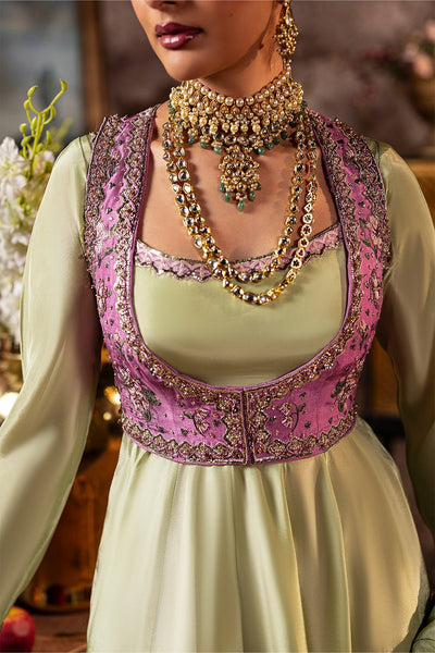 Mina Kashif | Loona Lawn 25 | Elan-Brand:Mina Kashif-Type:Ladies Clothes-Apple Green-Roman Silk-House of Maryam- Buy in UK, USA