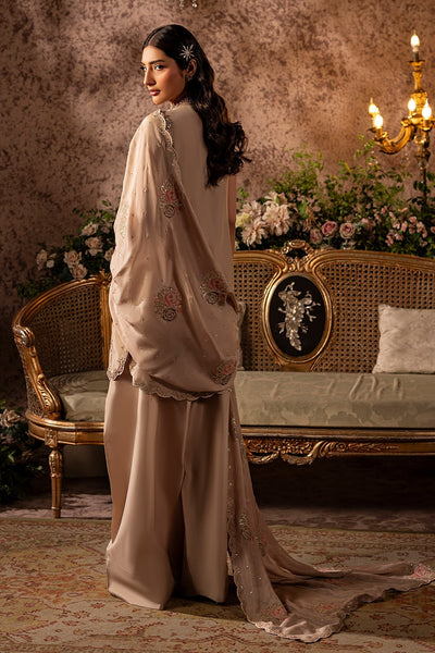 Mina Kashif | Loona Lawn 25 | Garnet-Brand:Mina Kashif-Type:Ladies Clothes-Beige-Tussar Silk-House of Maryam- Buy in UK, USA