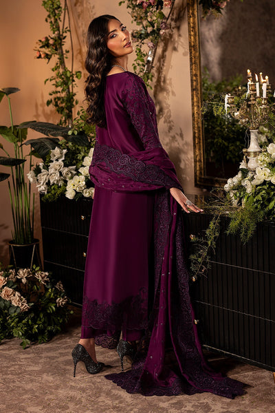 Mina Kashif | Loona Lawn 25 | Jade-Brand:Mina Kashif-Type:Ladies Clothes-Dark Purple-Tussar Silk-House of Maryam- Buy in UK, USA