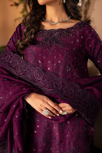 Mina Kashif | Loona Lawn 25 | Jade-Brand:Mina Kashif-Type:Ladies Clothes-Dark Purple-Tussar Silk-House of Maryam- Buy in UK, USA