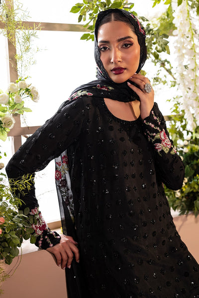 Mina Kashif | Loona Lawn 25 | Opal-Brand:Mina Kashif-Type:Ladies Clothes-Black-Pure Tussar Silk-House of Maryam- Buy in UK, USA