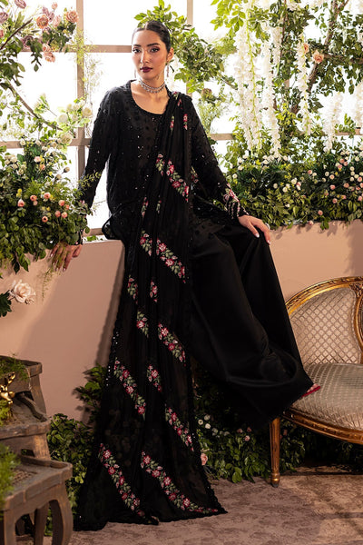 Mina Kashif | Loona Lawn 25 | Opal-Brand:Mina Kashif-Type:Ladies Clothes-Black-Pure Tussar Silk-House of Maryam- Buy in UK, USA