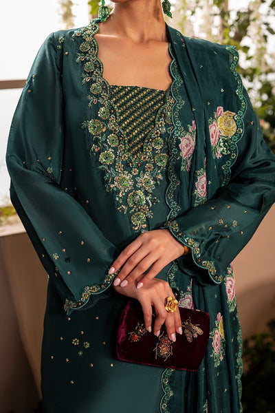 Mina Kashif | Loona Lawn 25 | Zircon-Brand:Mina Kashif-Type:Ladies Clothes-Mid Green-Tussar Silk-House of Maryam- Buy in UK, USA