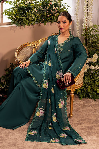 Mina Kashif | Loona Lawn 25 | Zircon-Brand:Mina Kashif-Type:Ladies Clothes-Mid Green-Tussar Silk-House of Maryam- Buy in UK, USA