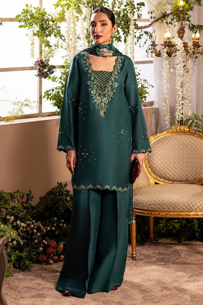 Mina Kashif | Loona Lawn 25 | Zircon-Brand:Mina Kashif-Type:Ladies Clothes-Mid Green-Tussar Silk-House of Maryam- Buy in UK, USA