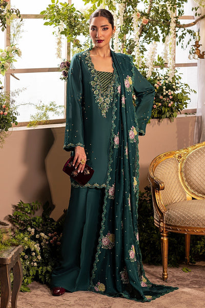 Mina Kashif | Loona Lawn 25 | Zircon-Brand:Mina Kashif-Type:Ladies Clothes-Mid Green-Tussar Silk-House of Maryam- Buy in UK, USA
