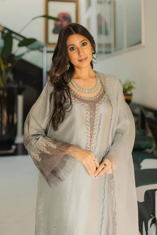 Jeem | Luxury Pret | MINK GREY -  Jeem Luxury - Original Designer Dress - House of Maryam