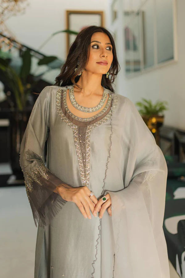 Jeem | Luxury Pret | MINK GREY -  Jeem Luxury - Original Designer Dress - House of Maryam