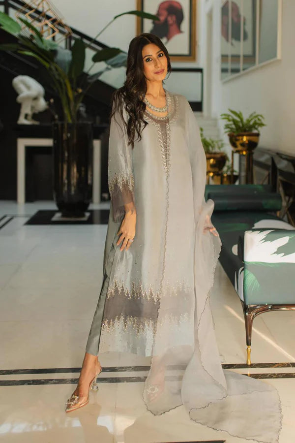 Jeem | Luxury Pret | MINK GREY -  Jeem Luxury - Original Designer Dress - House of Maryam