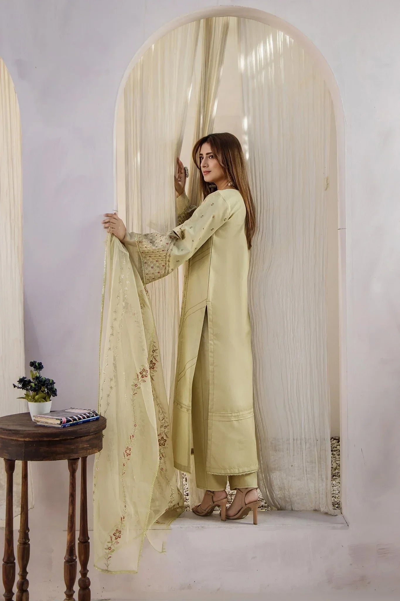 Rajwani | Sohani Casual Pret | MINT GOLD -  Rajwani Ladies Clothes - Original Designer Dress - House of Maryam