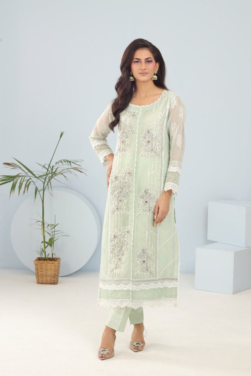 Panache | Pret | Mint Meadow -  Panache By Mona clothing - Original Designer Dress - House of Maryam
